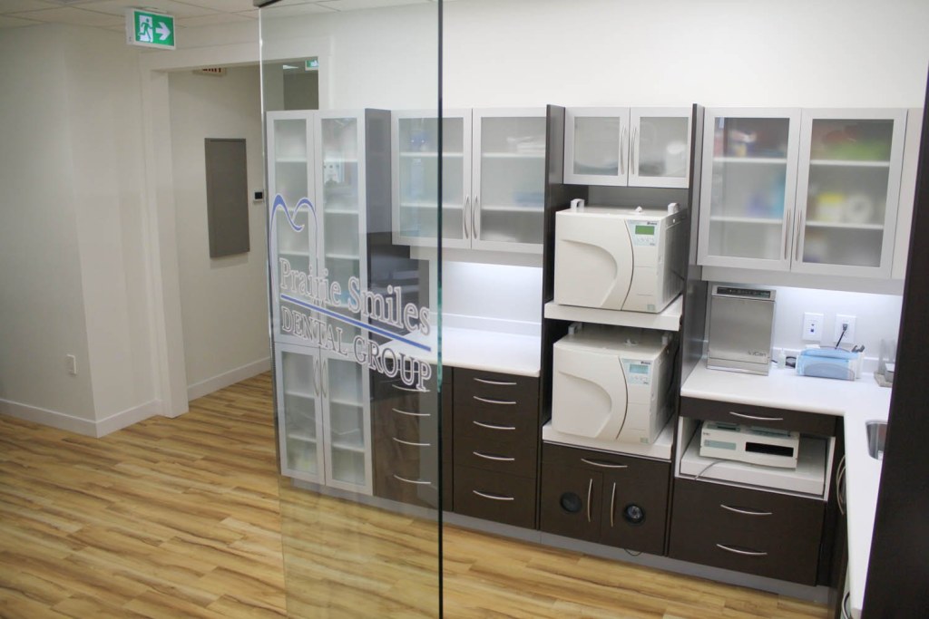 A photo of the sterilization room at Prairie Smiles Dental Group.