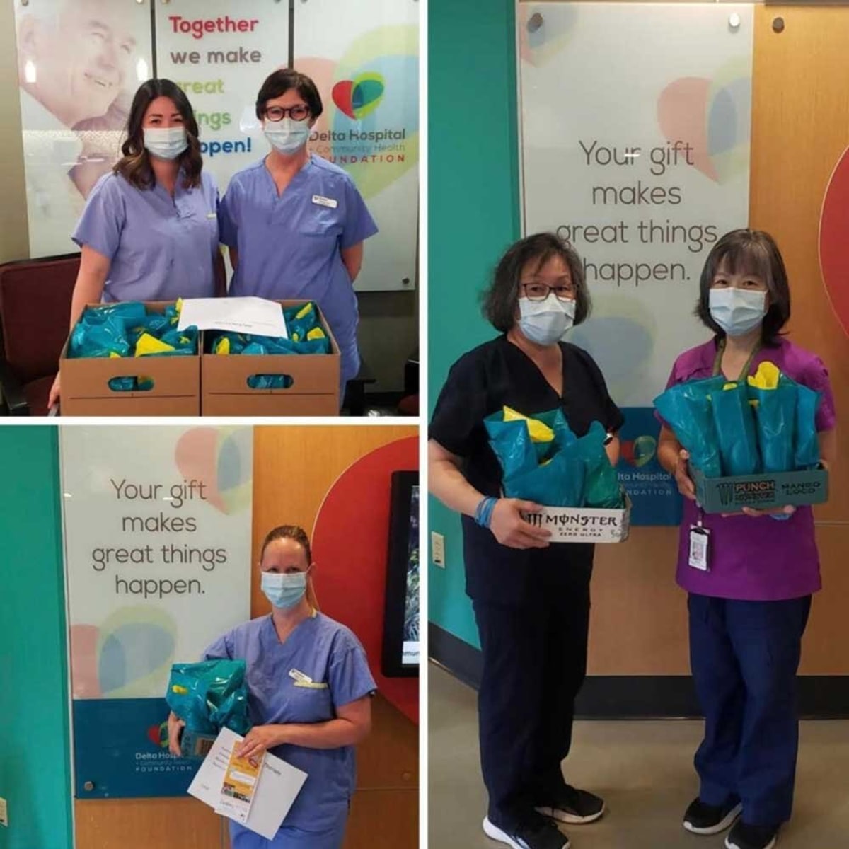 Donated 500 tooth goody bags to Delta Hospital staff.