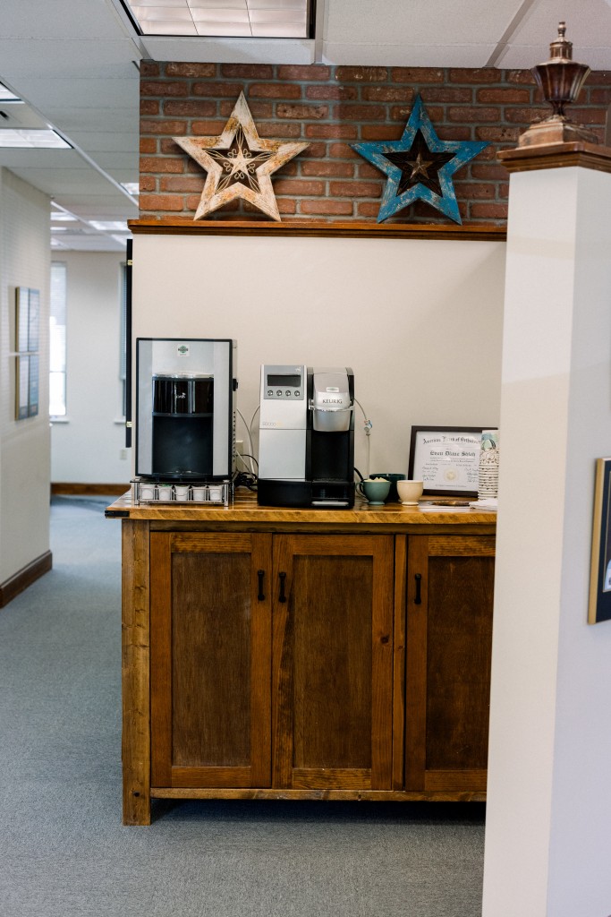 The coffee area at All Star Smiles Orthodontics.