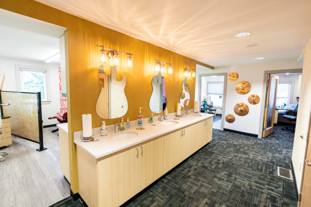 The bathroom at Sturbridge Orthodontics.