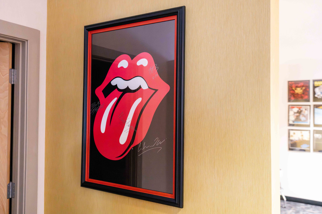 Rolling Stones poster on the wall at Sturbridge Orthodontics.