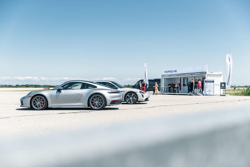 Porsche 911 Turbo and Porsche Taycan at event