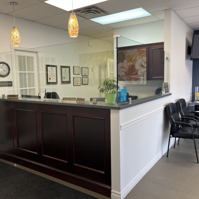 Reception desk at Cornwall Dental Care