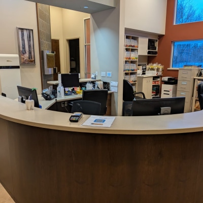 Reception desk at Forest City Dental