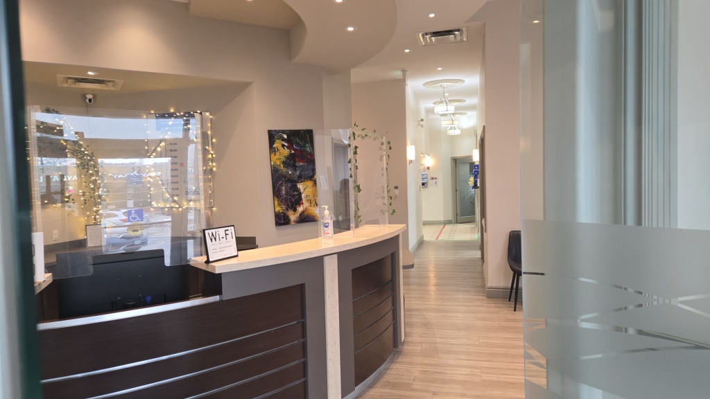 Reception area at Dawson Dental