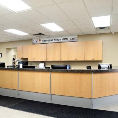 Reception desk at Hall Dental Centre