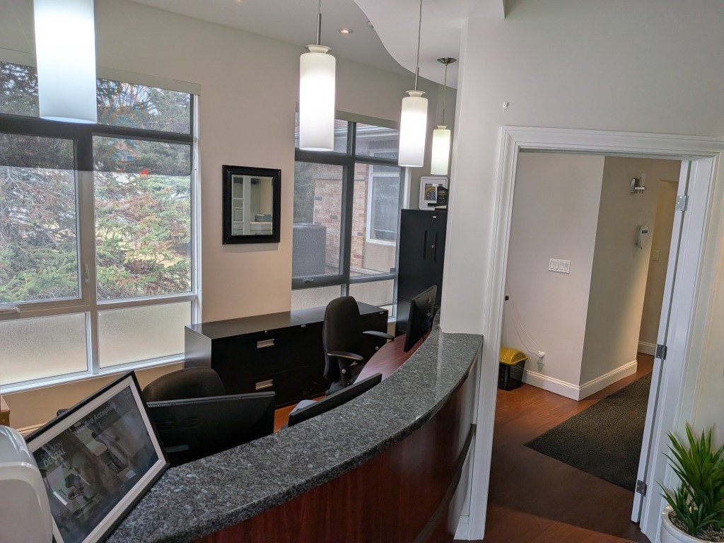 Reception desk at Dawson Dental