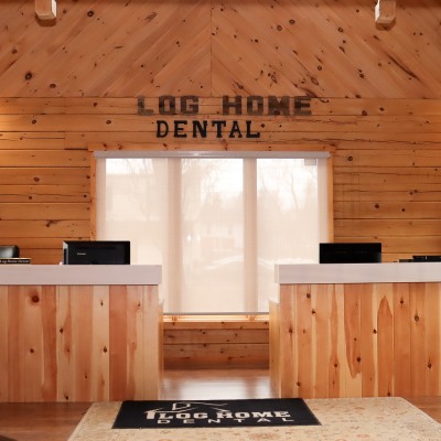 Reception area at Log Home Dental
