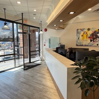 Reception desk at Vic West Dentistry
