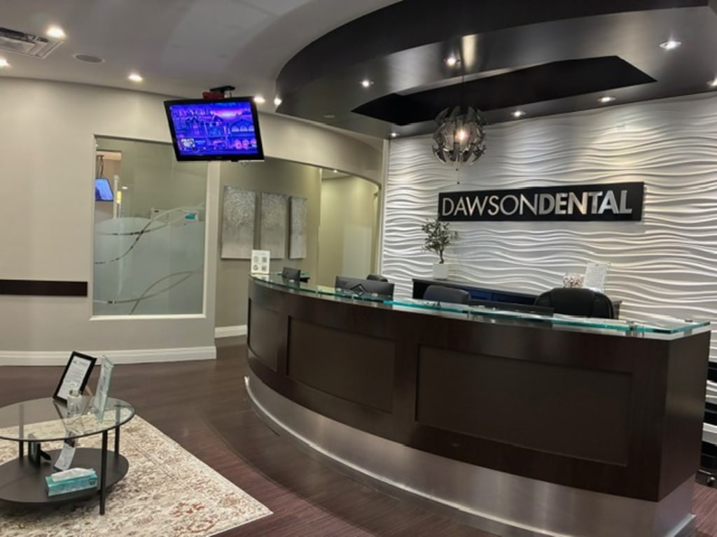 Reception desk at Dawson Dental