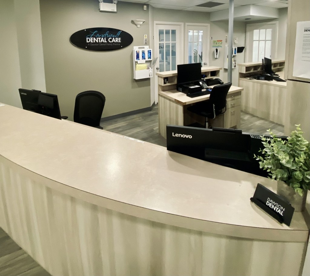 Reception desk at Dawson Dental