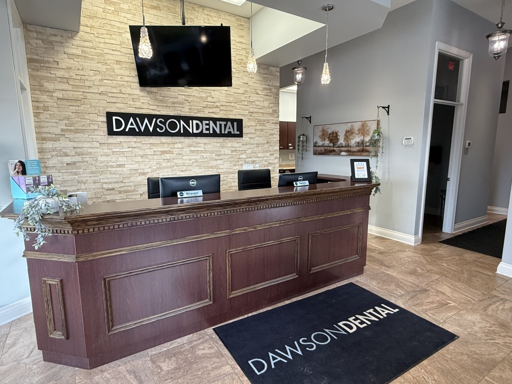 Reception area at Dawson Dental