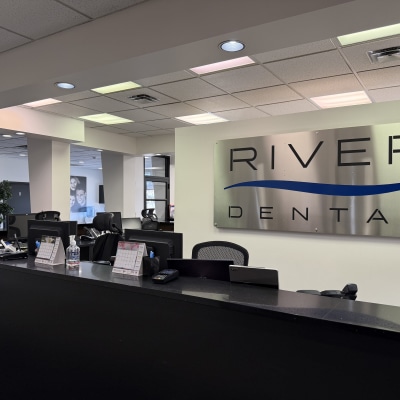 Reception desk at River Dental