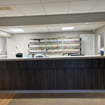 Reception desk at Green Meadows Dental