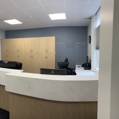 Reception desk at Concession Street Dental