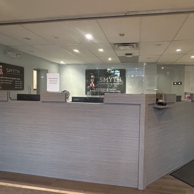Reception desk at Smyth Dental Centre