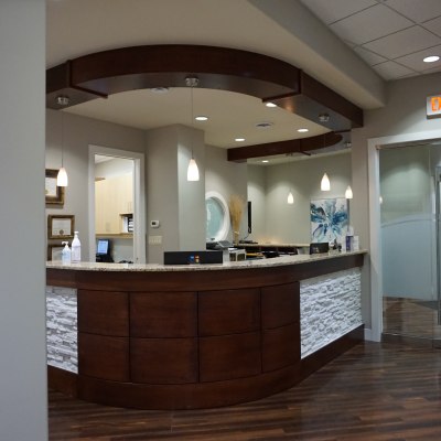 Reception desk at Carrington Dental
