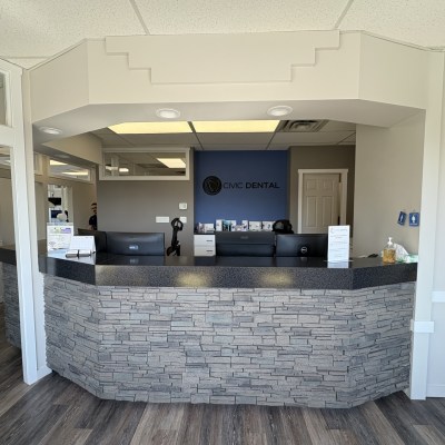 Reception area at Civic Dental