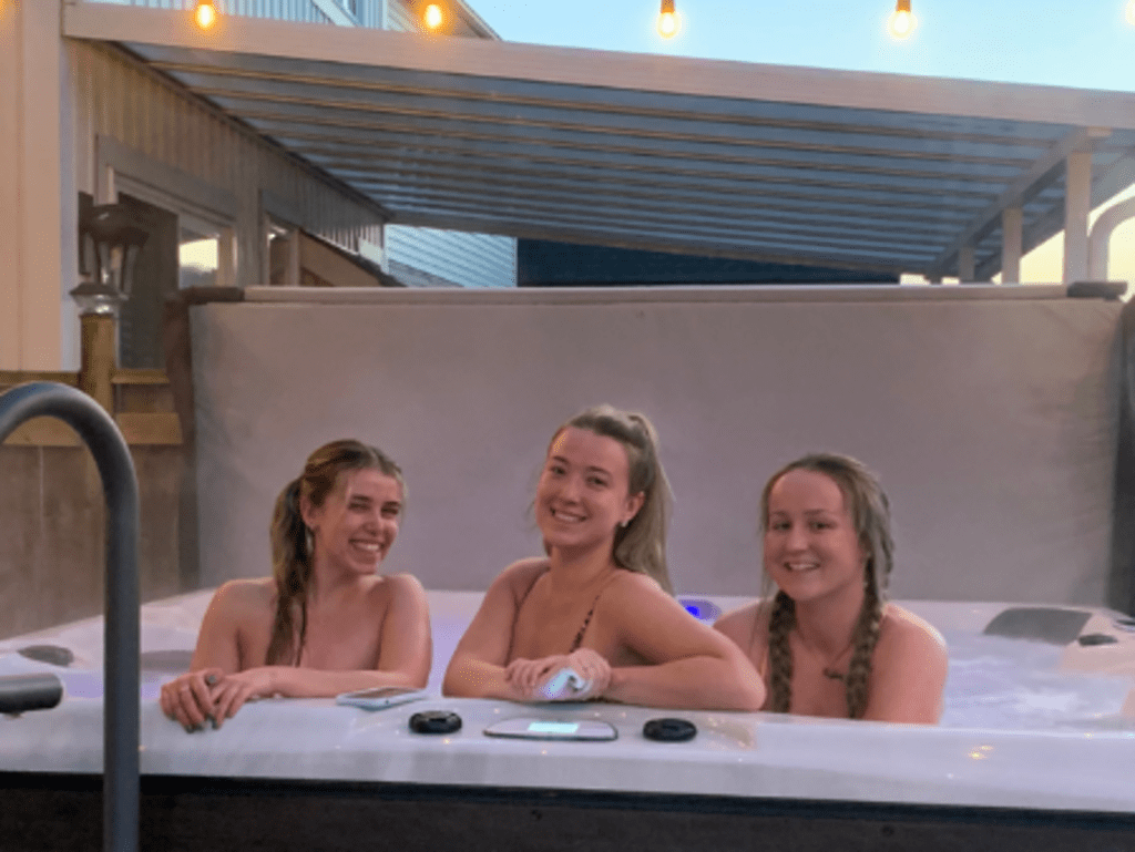 Girls smiling and relaxing in spa