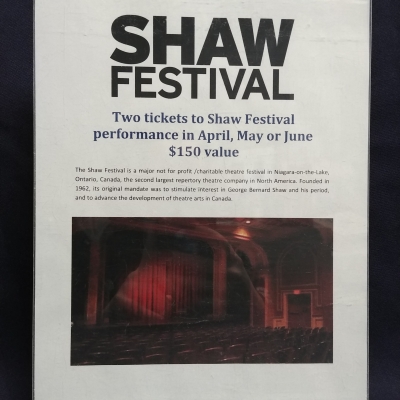 2 Tickets to Shaw Festival Performance in April, May or June